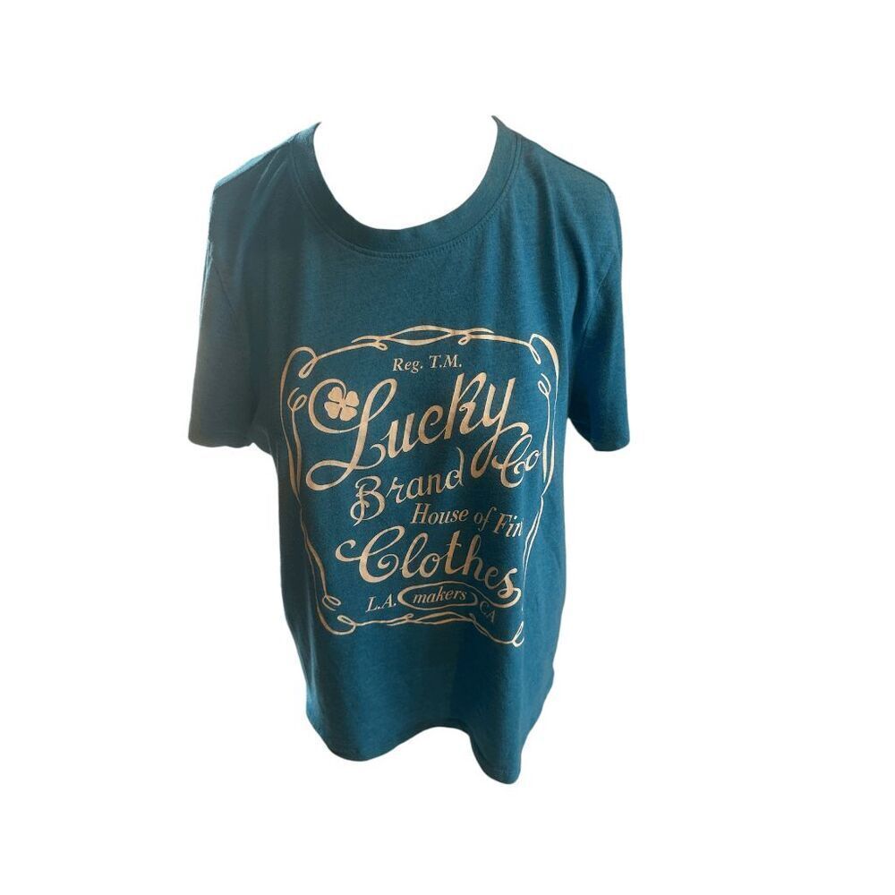 Lucky Brand Women’s T-Shirt Graphic Tee Sz M Crew Neck Cotton Blue